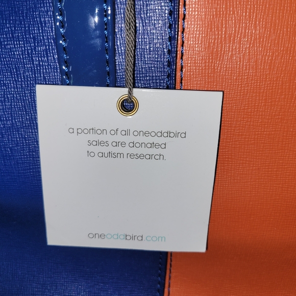 ONEODDBIRD The Lorikeet Saffiano Leather Handbag Navy/Orange, BENEFITS AUTISM - Picture 6 of 9